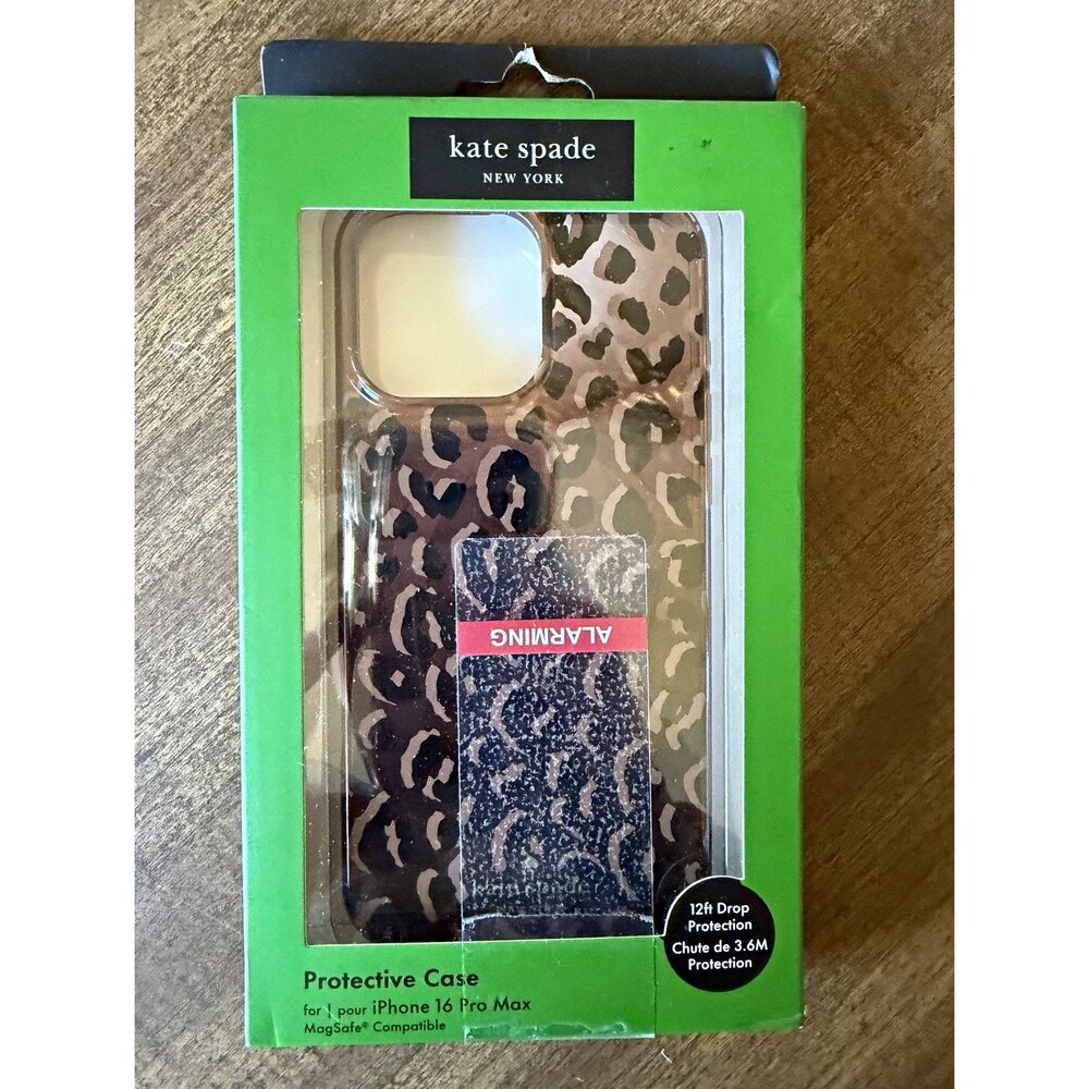 kate spade new york iPhone 16 Pro Max MagSafe Brown/Black Leopard 12ft Case